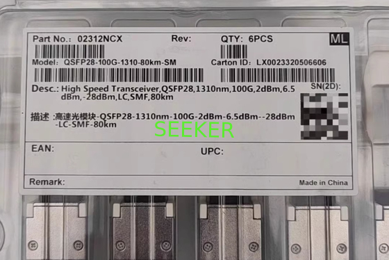 HW 02312NCX émetteur-récepteur à grande vitesse, OSFP28,1310nm, 100G, 2 dBm.6.5dBm.-28dBm.LCSMF.80km fournisseur